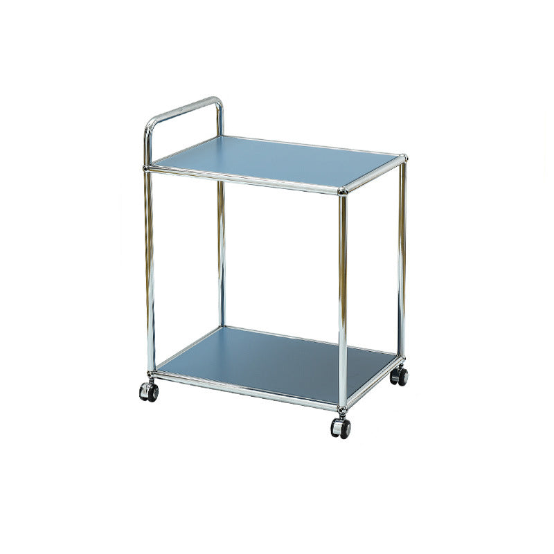Minimalist Metal Rectangular 2-Tier Mobile End Table