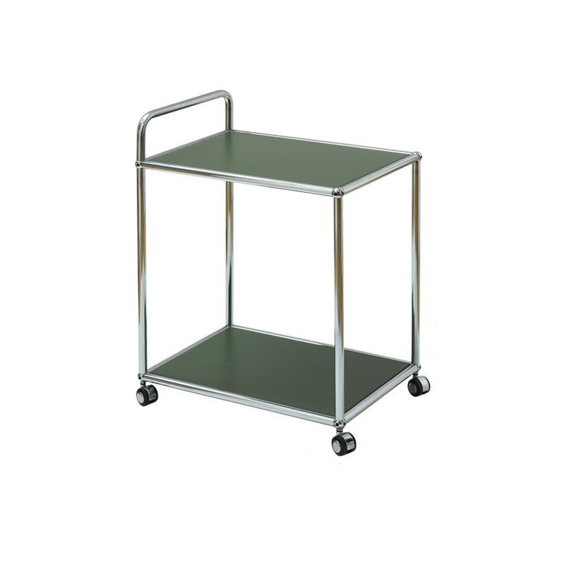 Minimalist Metal Rectangular 2-Tier Mobile End Table