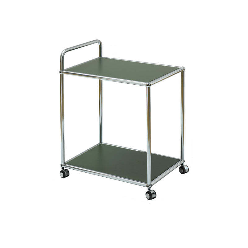 Minimalist Metal Rectangular 2-Tier Mobile End Table