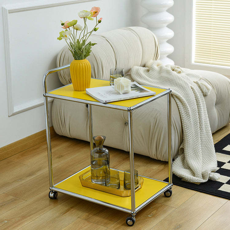 Minimalist Metal Rectangular 2-Tier Mobile End Table