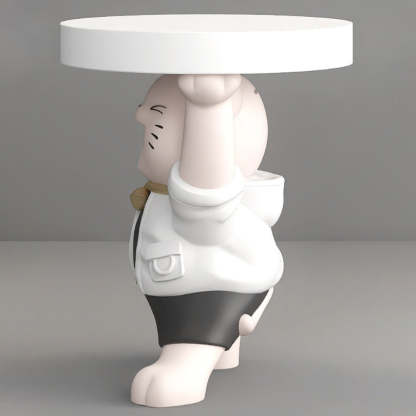 Modern Art Deco Resin Lucky Cat 1-Tier End Table