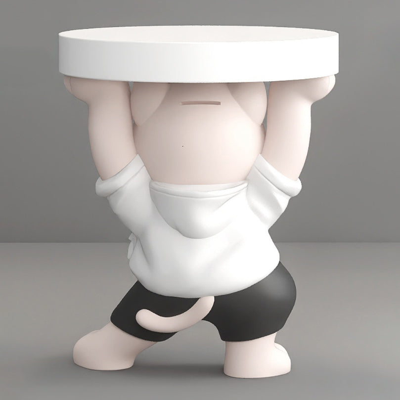 Modern Art Deco Resin Lucky Cat 1-Tier End Table