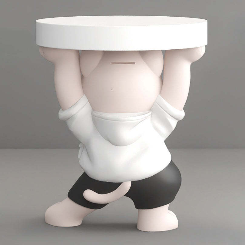 Modern Art Deco Resin Lucky Cat 1-Tier End Table