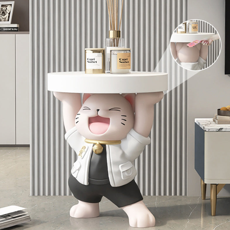 Modern Art Deco Resin Lucky Cat 1-Tier End Table