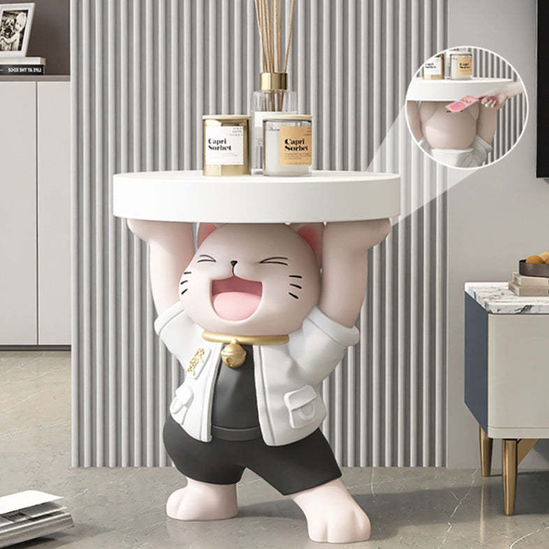 Modern Art Deco Resin Lucky Cat 1-Tier End Table