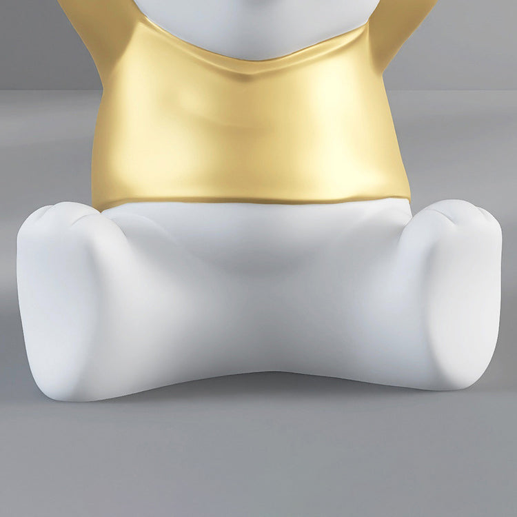 Modern Art Deco Resin Bear Round 1-Tier End Table