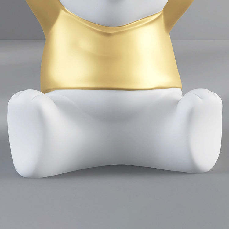 Modern Art Deco Resin Bear Round 1-Tier End Table