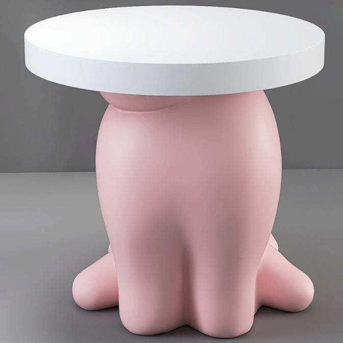 Modern Art Deco Resin Cat Round 1-Tier End Table