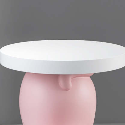 Modern Art Deco Resin Cat Round 1-Tier End Table