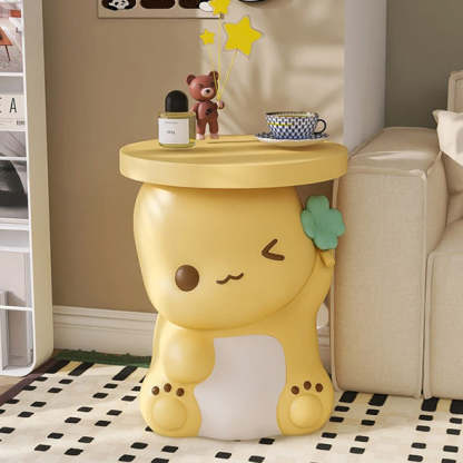 Modern Art Deco Resin Dinosaur Round 1-Tier End Table