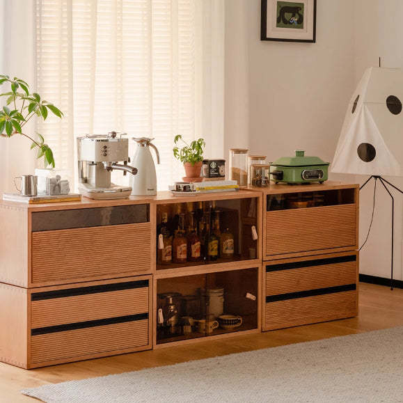 Japanese Cherry Wood Rectangular 1-Tier Side Table — Basic Cabinet