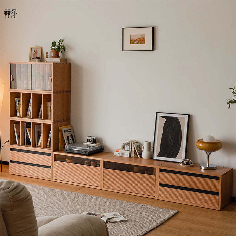 Japanese Cherry Wood Rectangular 1-Tier Side Table