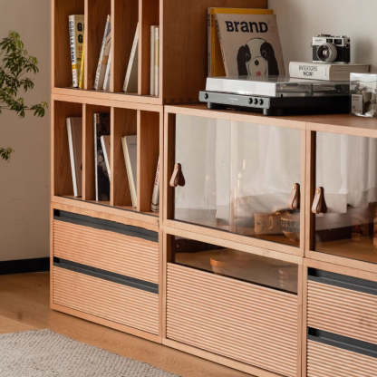 Japanese Cherry Wood Rectangular 1-Tier Side Table