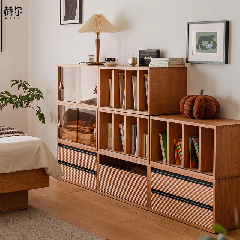 Japanese Cherry Wood Rectangular 1-Tier Side Table
