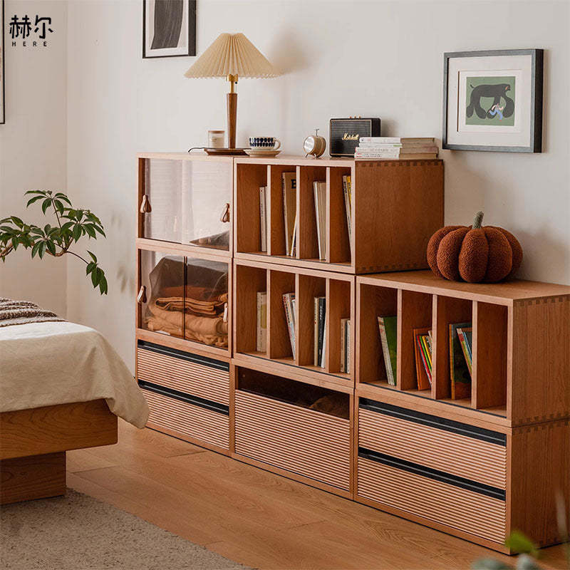 Japanese Cherry Wood Rectangular 1-Tier Side Table