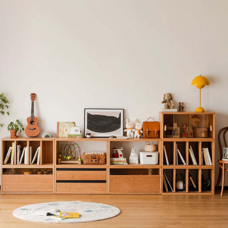 Japanese Cherry Wood Rectangular 1-Tier Side Table