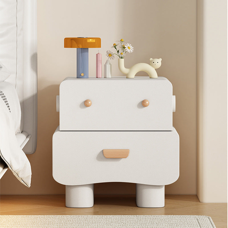 Contemporary Faux Leather 2-Drawer Nightstand