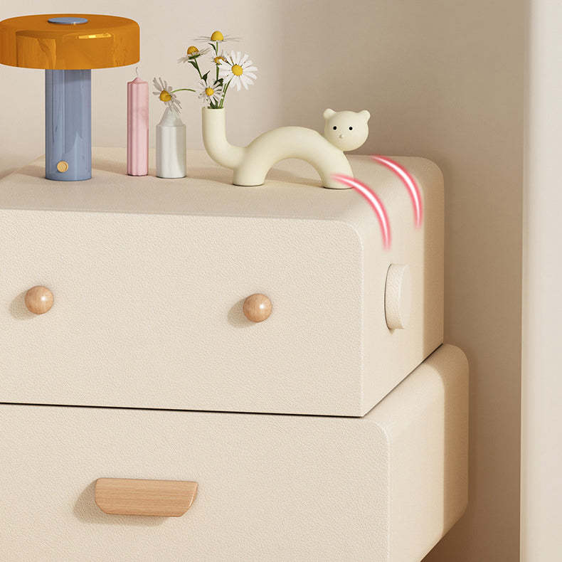 Contemporary Faux Leather 2-Drawer Nightstand