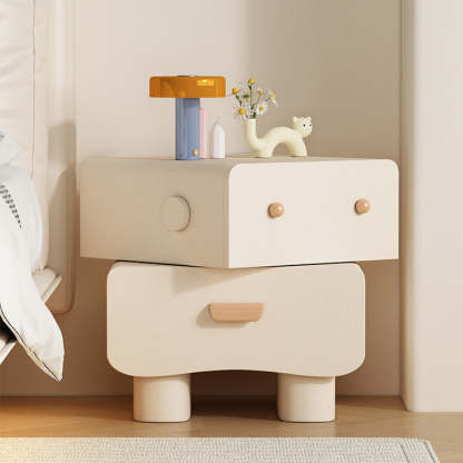 Contemporary Faux Leather 2-Drawer Nightstand