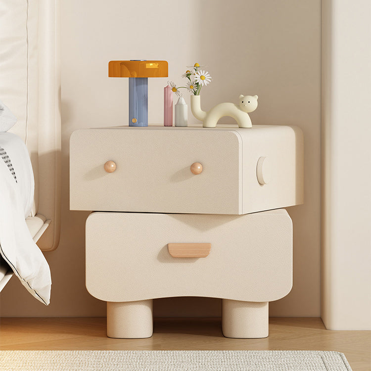 Contemporary Faux Leather 2-Drawer Nightstand