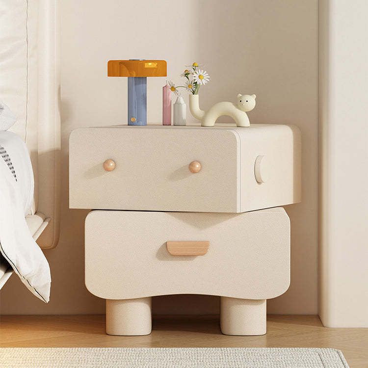 Contemporary Faux Leather 2-Drawer Nightstand