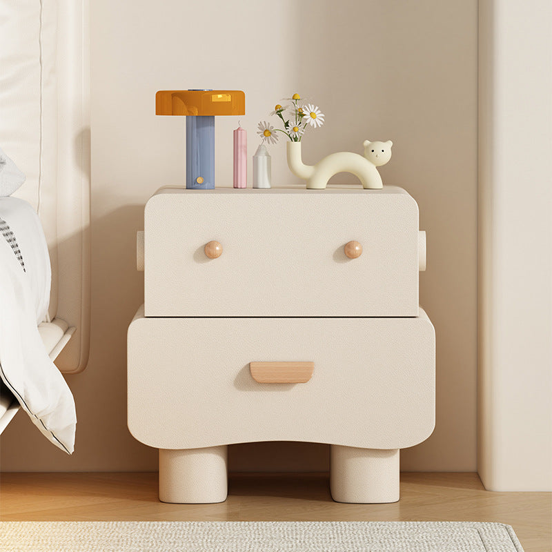 Contemporary Faux Leather 2-Drawer Nightstand