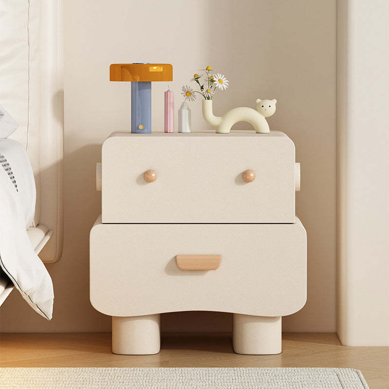 Contemporary Faux Leather 2-Drawer Nightstand