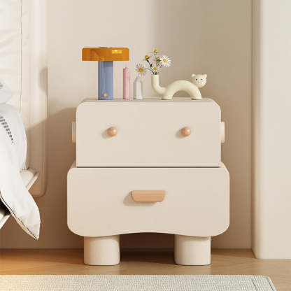 Contemporary Faux Leather 2-Drawer Nightstand