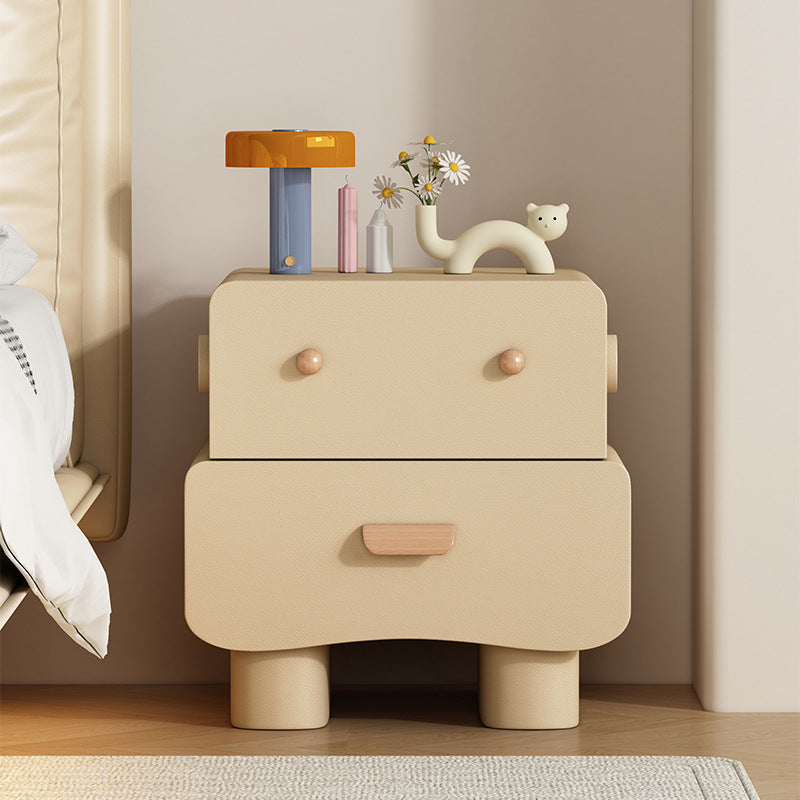Contemporary Faux Leather 2-Drawer Nightstand