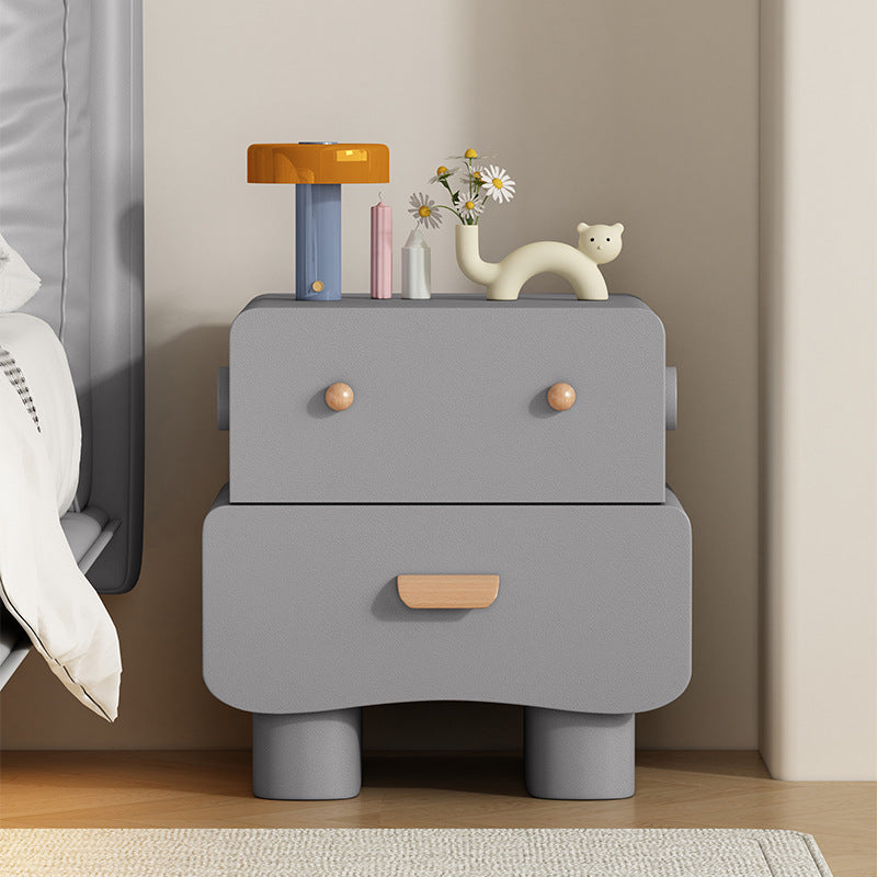 Contemporary Faux Leather 2-Drawer Nightstand