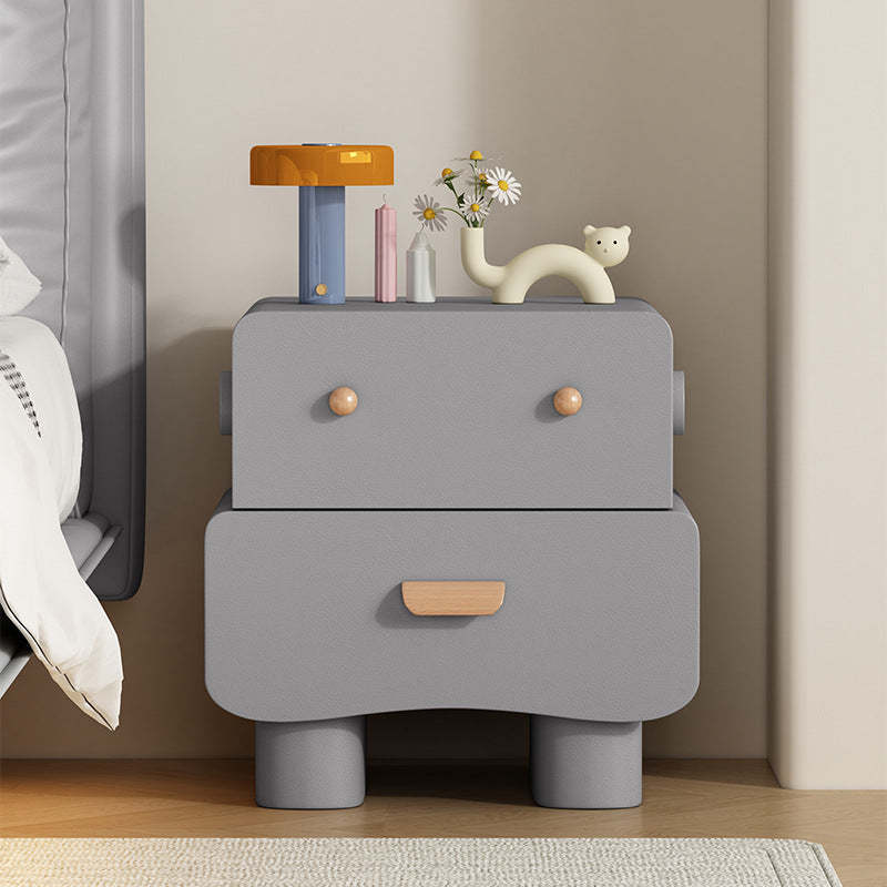 Contemporary Faux Leather 2-Drawer Nightstand
