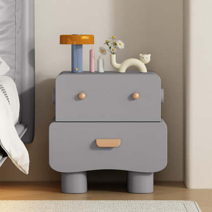 Contemporary Faux Leather 2-Drawer Nightstand