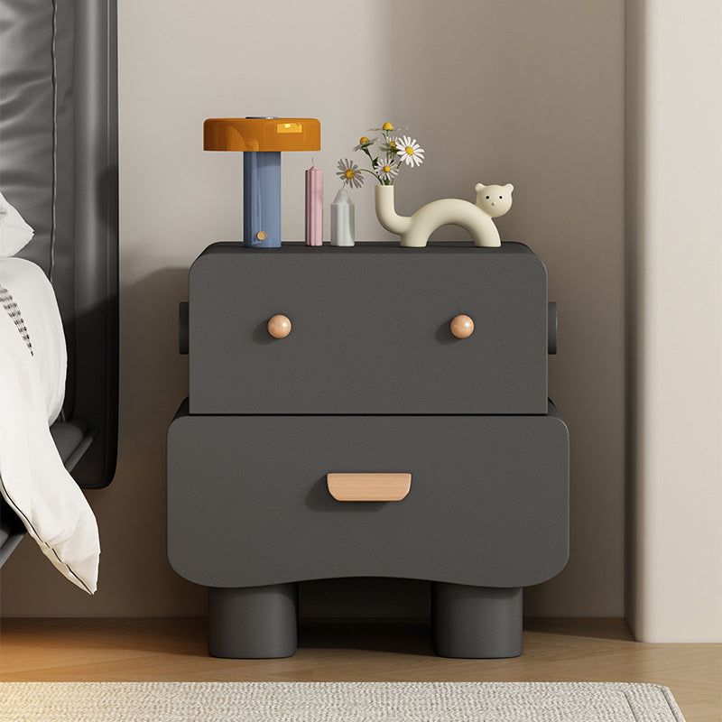 Contemporary Faux Leather 2-Drawer Nightstand