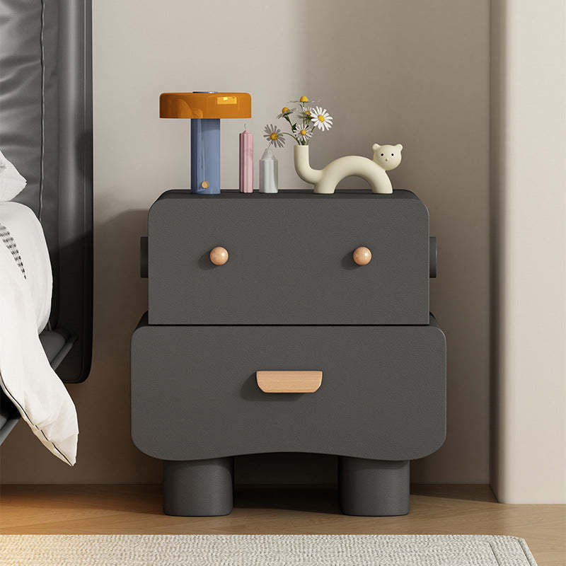 Contemporary Faux Leather 2-Drawer Nightstand