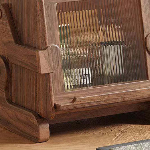 Contemporary Solid Wood Glass Robot 2-Storage Side Table