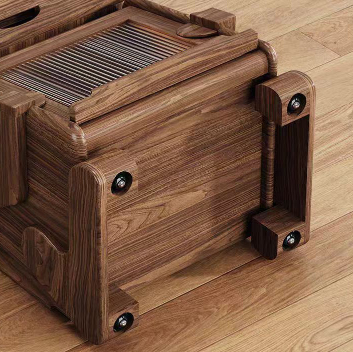 Contemporary Solid Wood Glass Robot 2-Storage Side Table