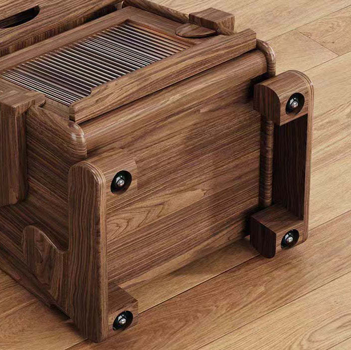 Contemporary Solid Wood Glass Robot 2-Storage Side Table