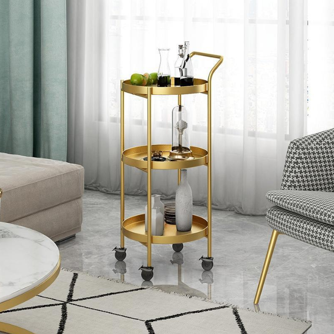 Nordic round 3-tier black end & side tables — Gold