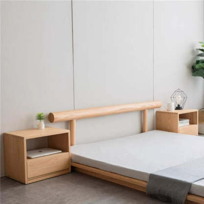 Japanese Solid Wood Rounded 1-Drawer Nightstand