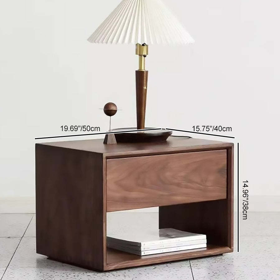 Japanese Solid Wood Rounded 1-Drawer Nightstand
