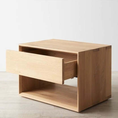 Japanese Solid Wood Rounded 1-Drawer Nightstand