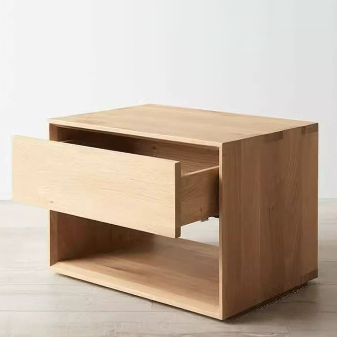 Japanese Solid Wood Rounded 1-Drawer Nightstand