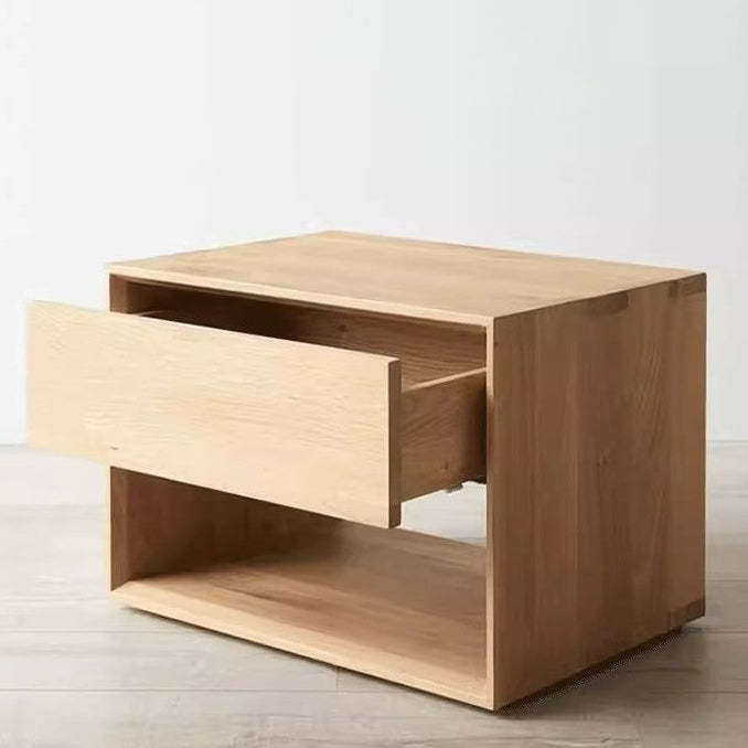 Japanese Solid Wood Rounded 1-Drawer Nightstand