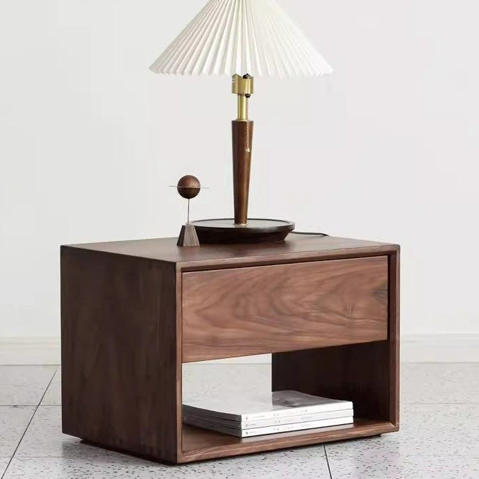 Japanese Solid Wood Rounded 1-Drawer Nightstand
