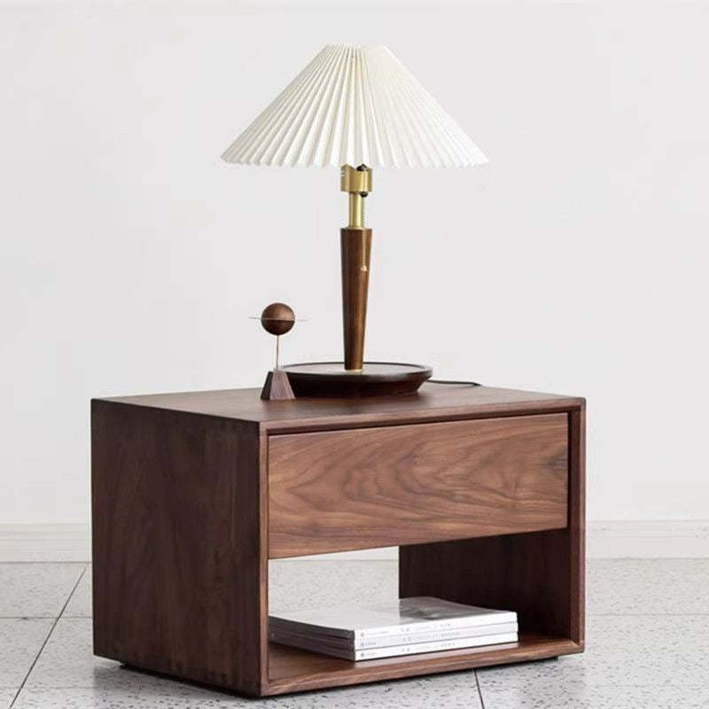 Japanese Solid Wood Rounded 1-Drawer Nightstand