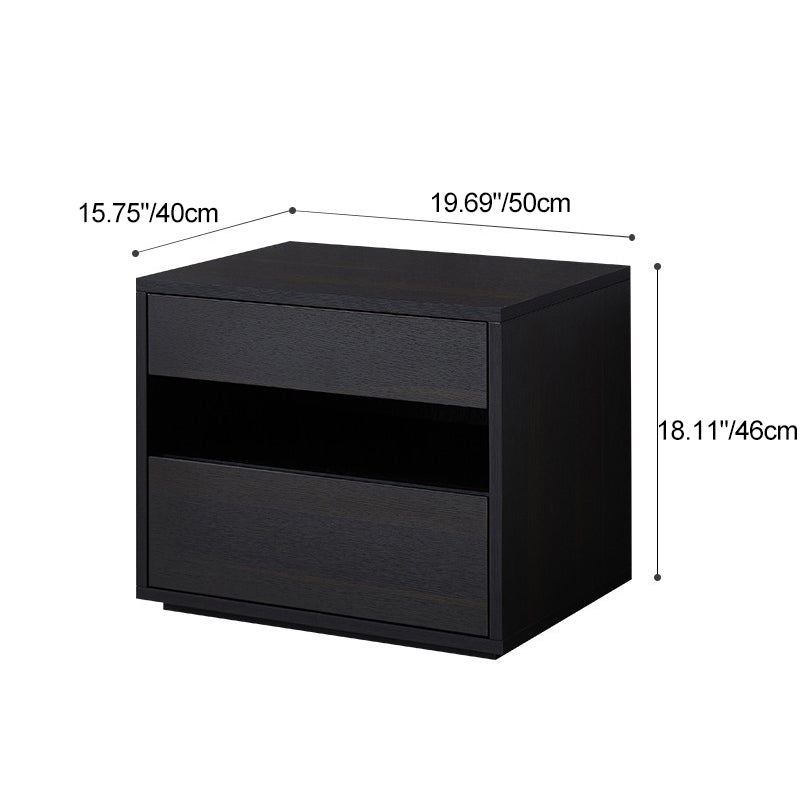 Scandinavian Solid Wood Rectangular 2-Drawer Nightstand