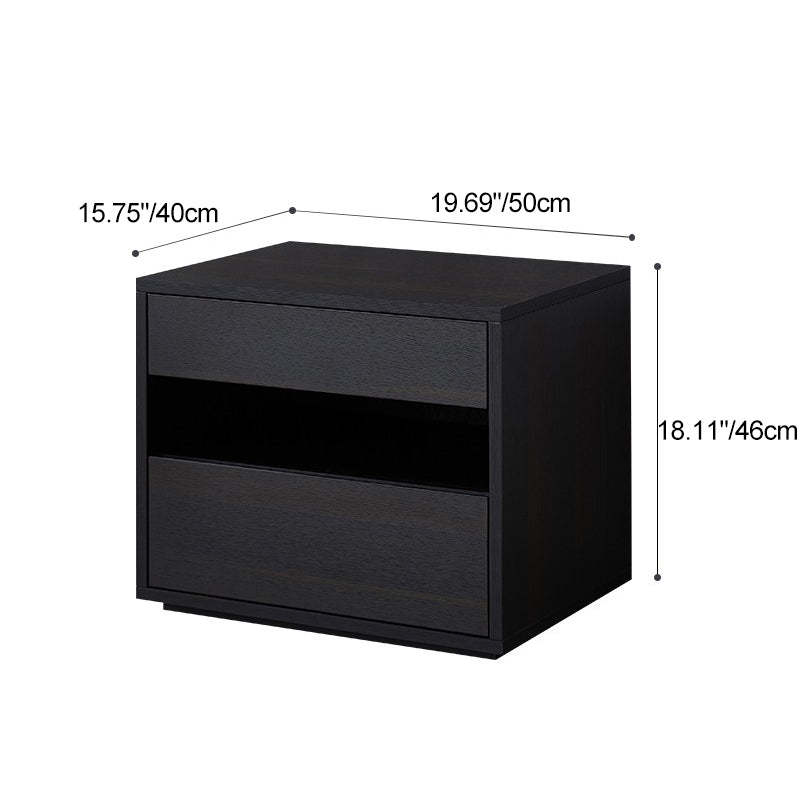 Scandinavian Solid Wood Rectangular 2-Drawer Nightstand