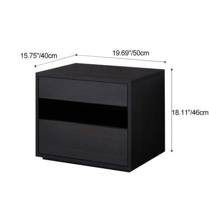 Scandinavian Solid Wood Rectangular 2-Drawer Nightstand