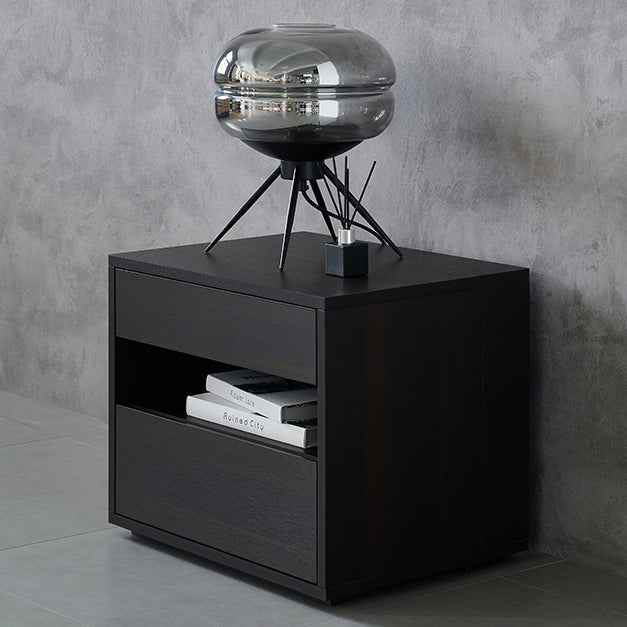 Scandinavian Solid Wood Rectangular 2-Drawer Nightstand