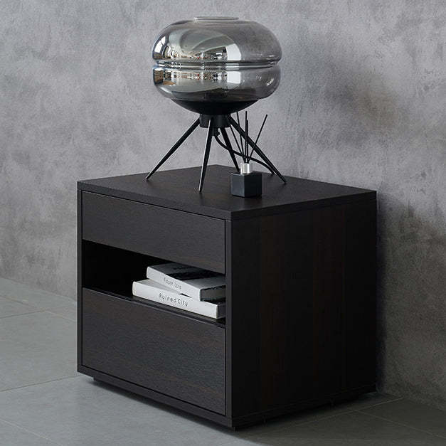 Scandinavian Solid Wood Rectangular 2-Drawer Nightstand